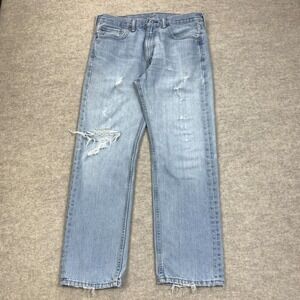 Levis Jeans 31x28 Blue Pants‎ 505 Straight Faded Punk Distressed Denim Tag 33x30